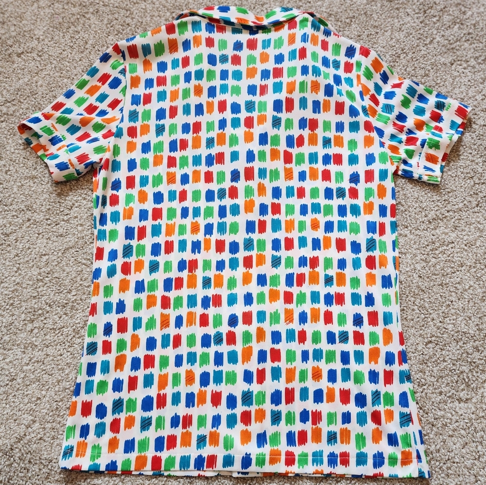 Vintage Sears 1960s Colorful Patterned Button-Up Shirt Abstract S Art Geometric - Picture 6 of 6